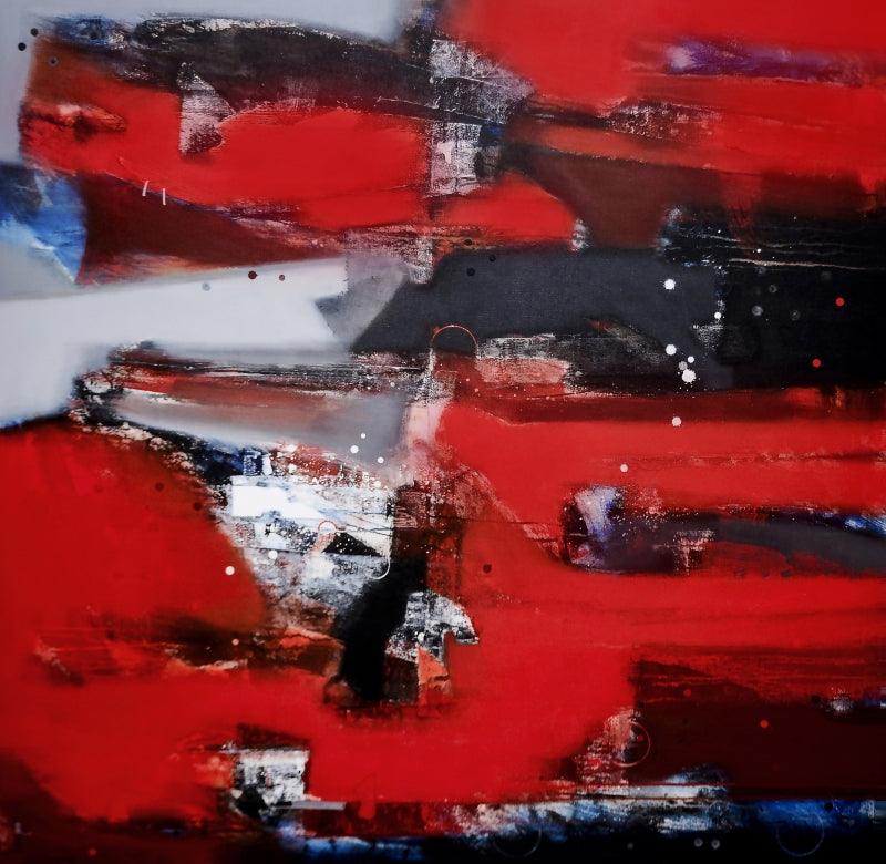 Abstract acrylic painting titled 'Untitled 1', 60x60 inches, by artist Sachin Pakhale on Canvas