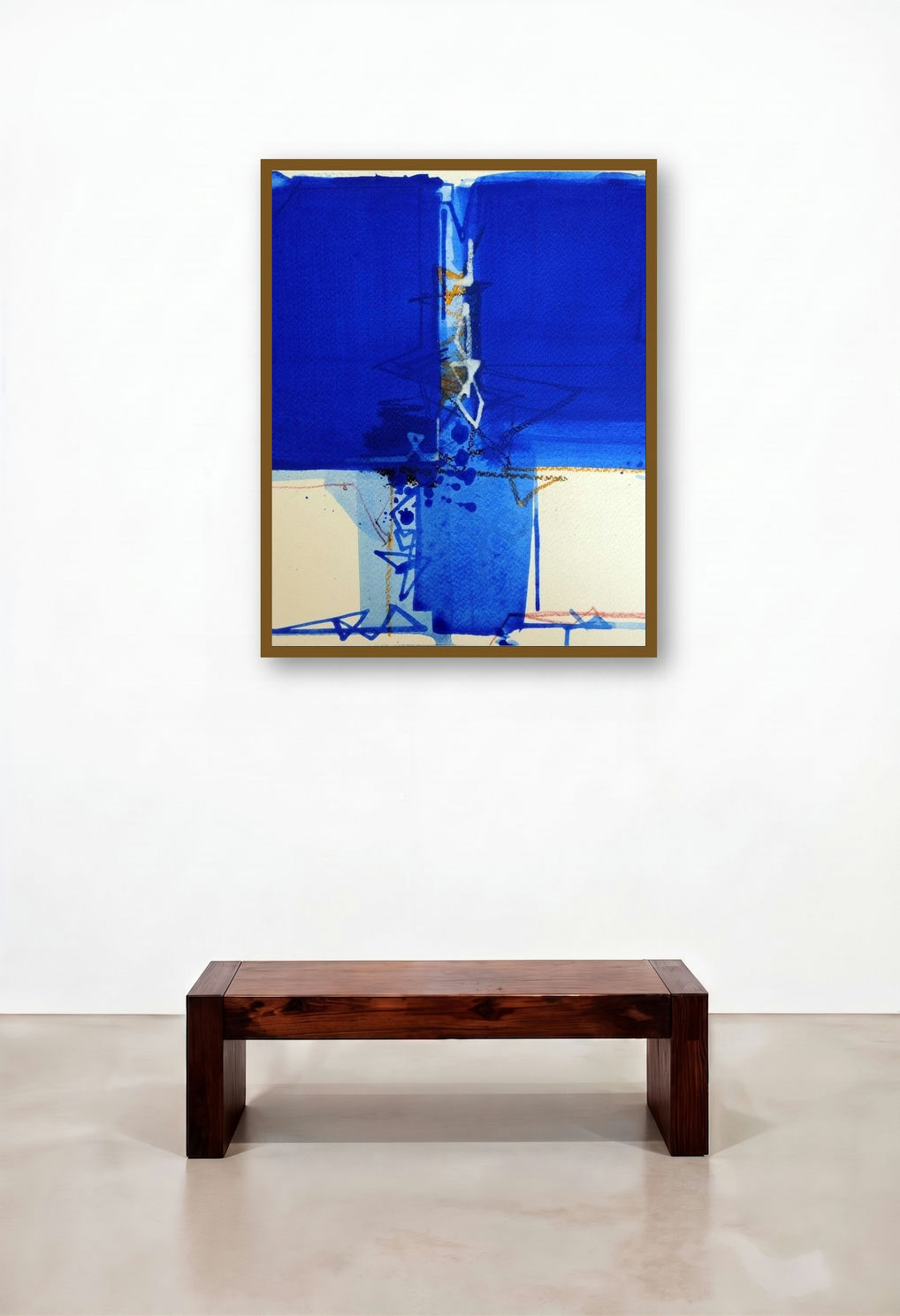 Untitled 1 (Blue Rhapsody) by artist Santosh Rathod displayed in a Scandinavian Penthouse