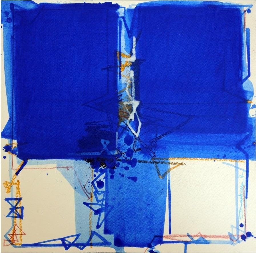 Abstract acrylic painting titled 'Untitled 1', 10x10 inches, by artist Santosh Rathod on Paper