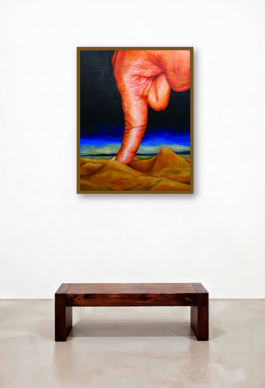 Untitled 1 (Elephant Finger) by artist Pratap Manna displayed in a Traditional Lounge