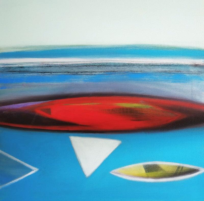 Abstract acrylic painting titled 'Untitled 1', 24x24 inches, by artist Yashwant Pawar on Canvas