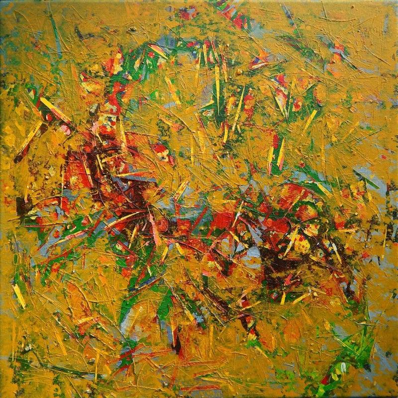 Abstract acrylic painting titled 'Untitled 1', 18x18 inches, by artist Aditi Chakravarty on Canvas