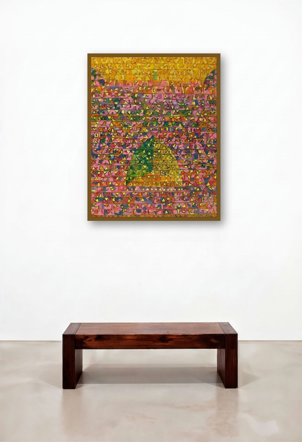 Untitled 1 (Abstract Geometric Composition) by artist Kuldeep Karagaonkar displayed in a Coastal Lounge