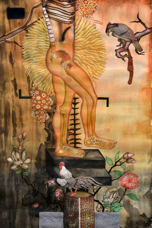 contemporary mixed media painting titled 'Untitled 1', 60x48 inches, by artist Haraprasad Tripathy on Paper