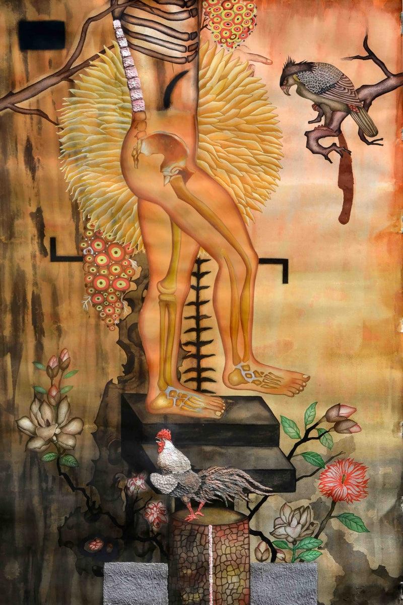 contemporary mixed media painting titled 'Untitled 1', 60x48 inches, by artist Haraprasad Tripathy on Paper