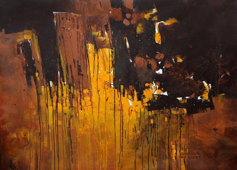 Abstract acrylic painting titled 'Untitled 1', 36x48 inches, by artist Sagar Bondre on Canvas
