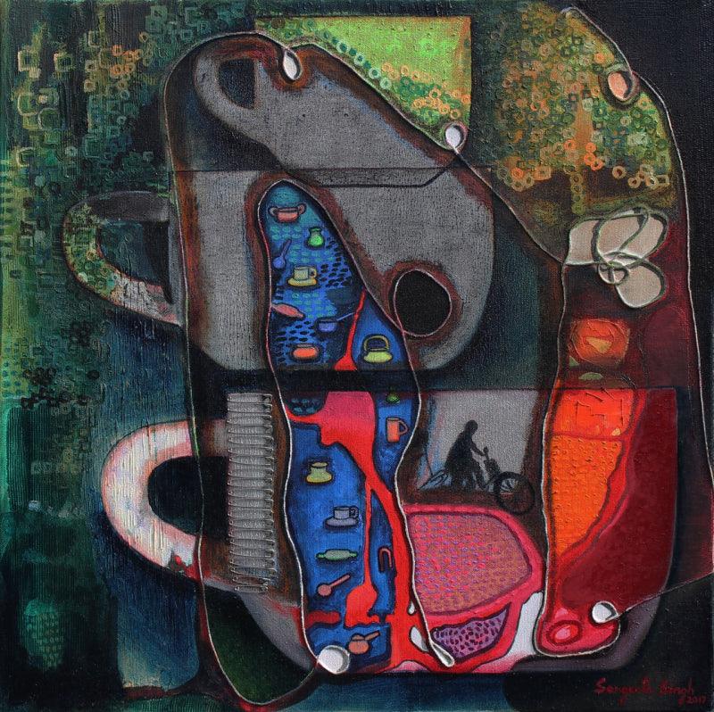 contemporary acrylic painting titled 'Untitled 1', 24x24 inches, by artist Sangeeta Singh on Canvas
