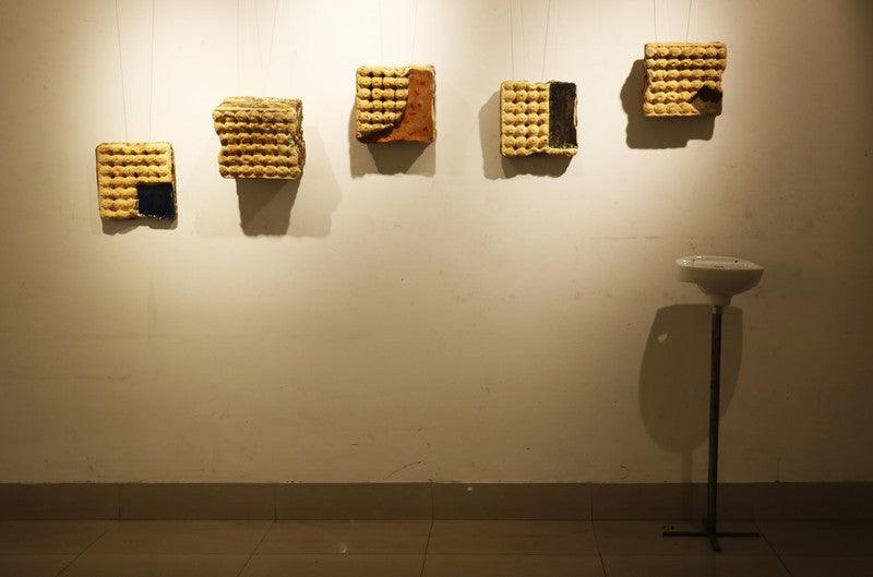 Abstract sculpture titled 'Untitled 1', 36x60x2 inches, by artist Souvik Das on Ceramic, Metal