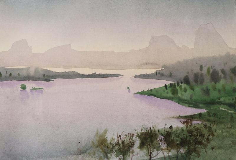 Seascape watercolor painting titled 'Untitled 1', 16x12 inches, by artist Amol Takale on Paper