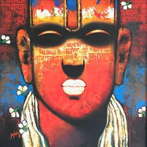 Religious acrylic painting titled 'Untitled 1', 24x24 inches, by artist Sujata Achrekar on Canvas