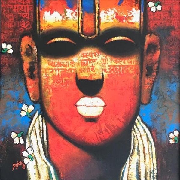 Religious acrylic painting titled 'Untitled 1', 24x24 inches, by artist Sujata Achrekar on Canvas
