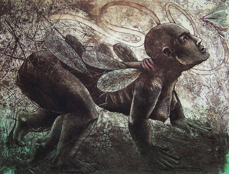 contemporary printmaking titled 'Untitled 1', 22x30 inches, by artist Rakesh Bani on Paper