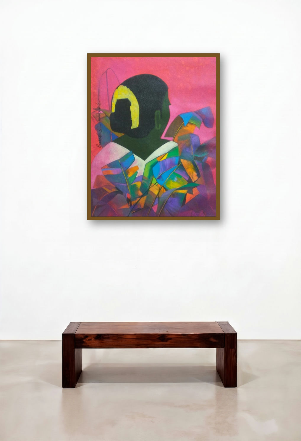 Untitled 1 (Portrait in Pink) by artist Prakash Deshmukh displayed in a Elegant Study