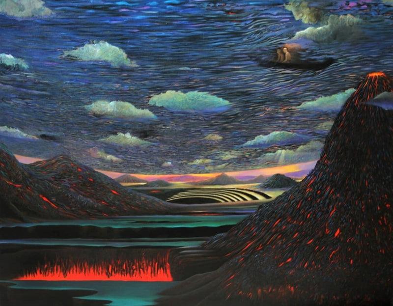 Landscape acrylic painting titled 'Untitled 1', 48x72 inches, by artist Thambi Sankaran on Canvas