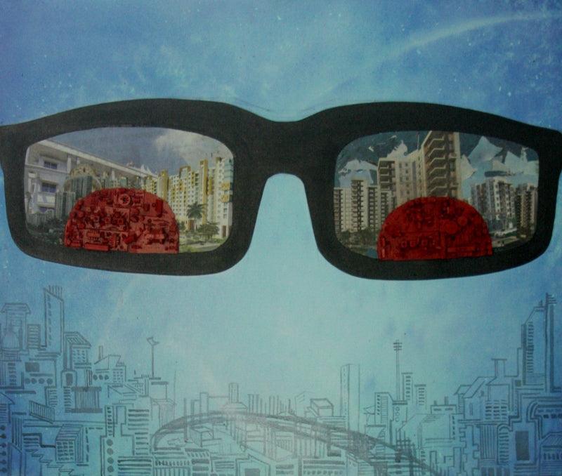 contemporary mixed media painting titled 'Untitled 1', 30x36 inches, by artist Rajnarayan Santra on Canvas