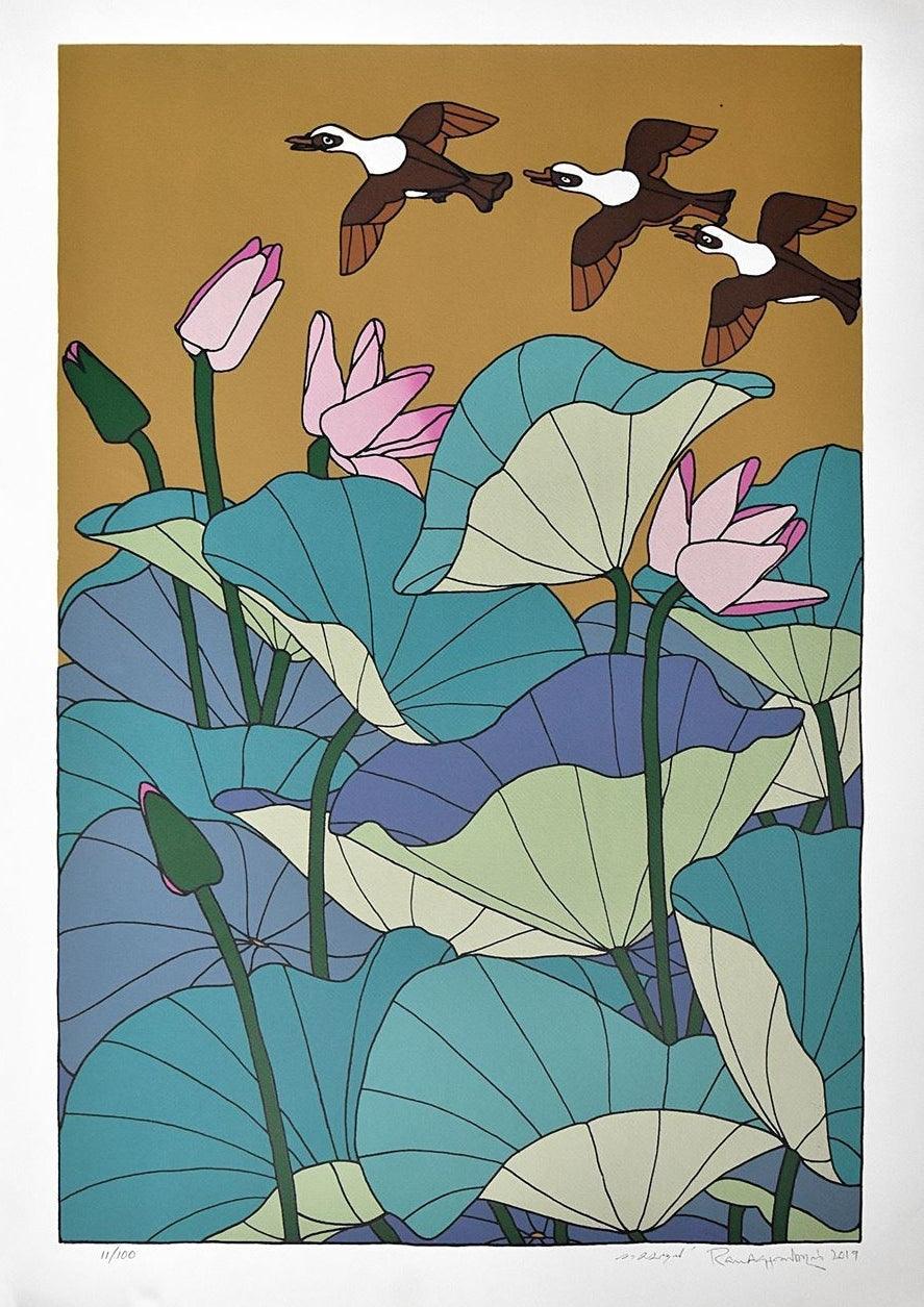 Nature serigraphs painting titled 'Untitled 1', 40x28 inches, by artist A. Ramachandran on Paper