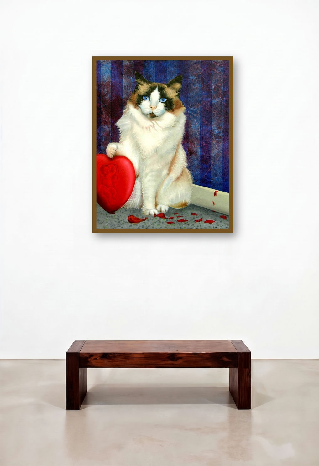 Untitled 1 (Broken Heart) by artist Kushal Kumar displayed in a Scandinavian Living Room