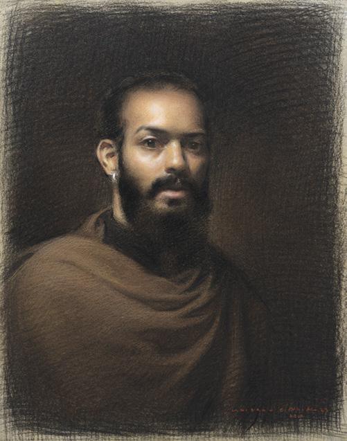 Figurative soft pastel drawing titled 'Untitled 1', 20x16 inches, by artist Vaibhav Naik on Paper