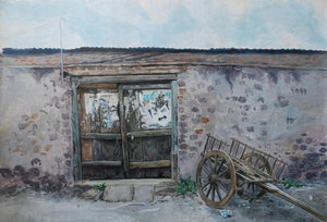 Landscape acrylic painting titled 'Untitled 1', 19x28 inches, by artist Rahul Shedbale on Paper