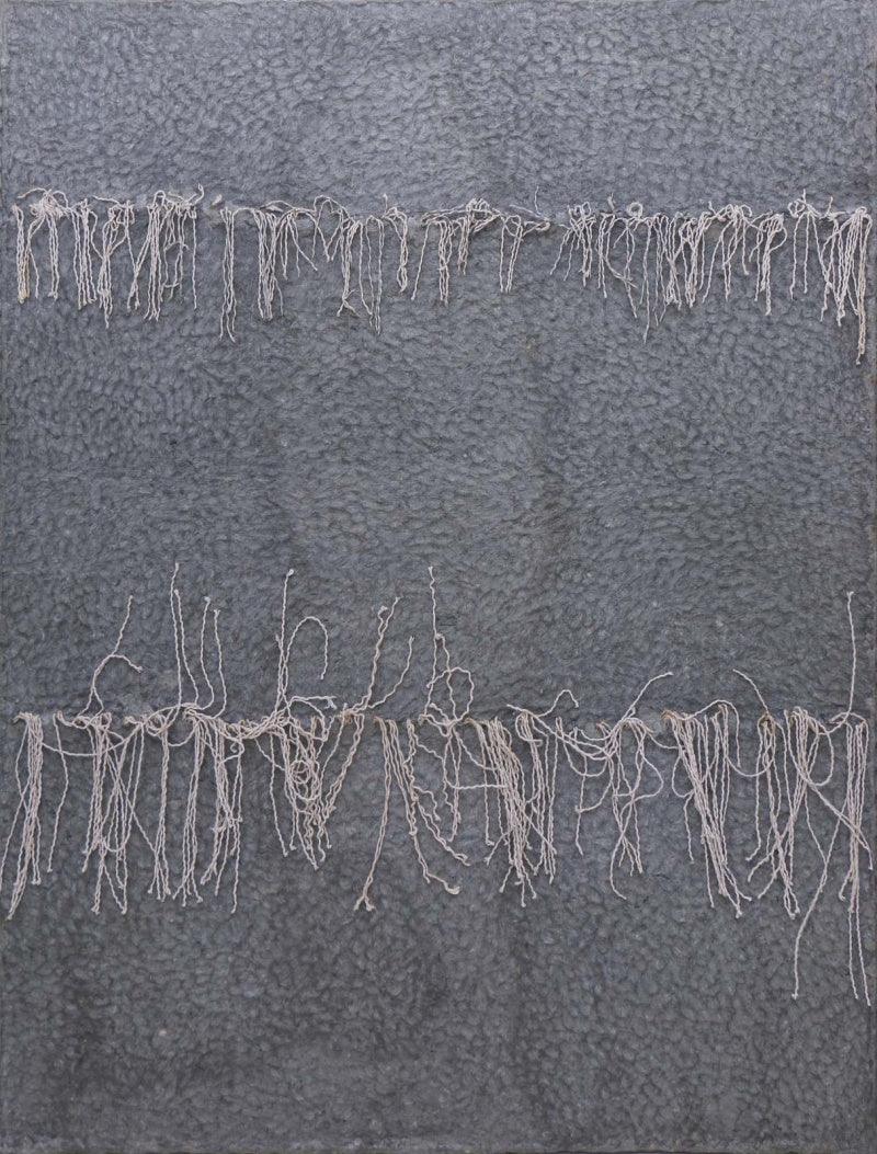 Abstract mixed media painting titled 'Untitled 1', 48x36 inches, by artist Hansodnya Thambe on Marine Plywood