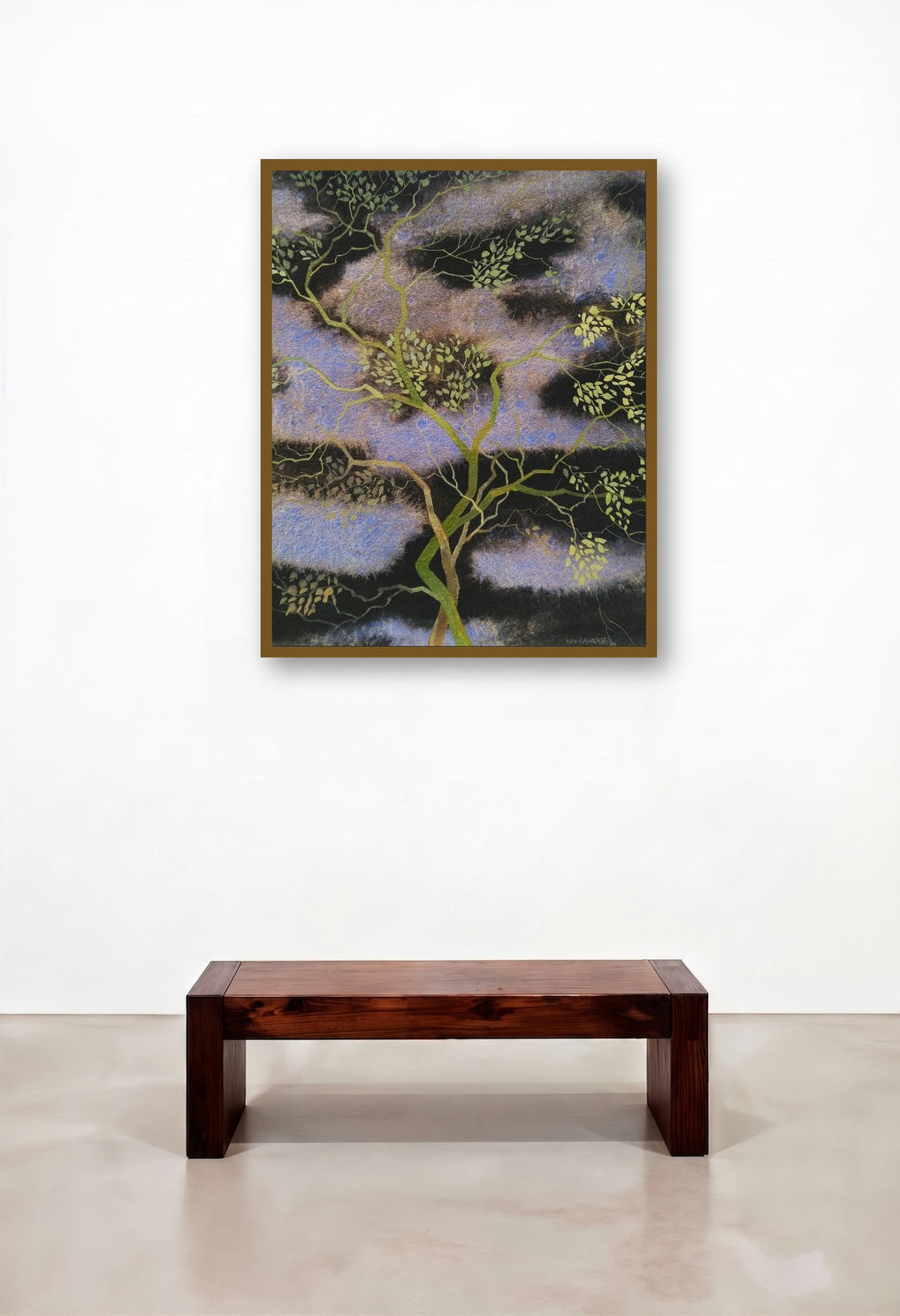 Untitled 10 (Nocturnal Tree) by artist Devidas Agase displayed in a Classic Hotel Lobby
