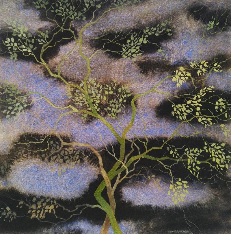 contemporary mixed media painting titled 'Untitled 10', 12x12 inches, by artist Devidas Agase on Paper