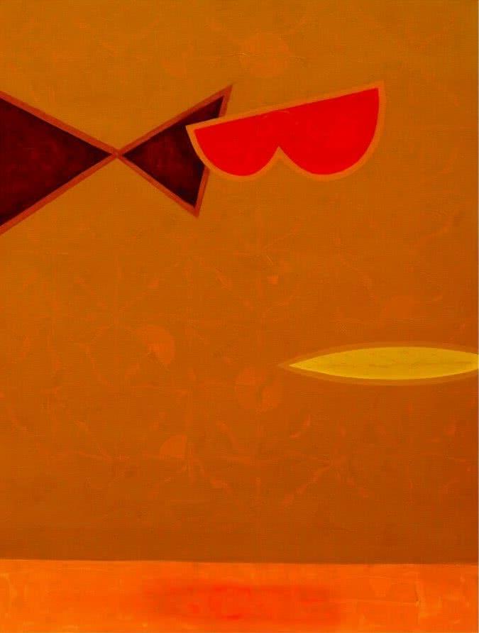 Abstract acrylic painting titled 'Untitled 10', 48x36 inches, by artist Bhushan Vaidhya on Canvas