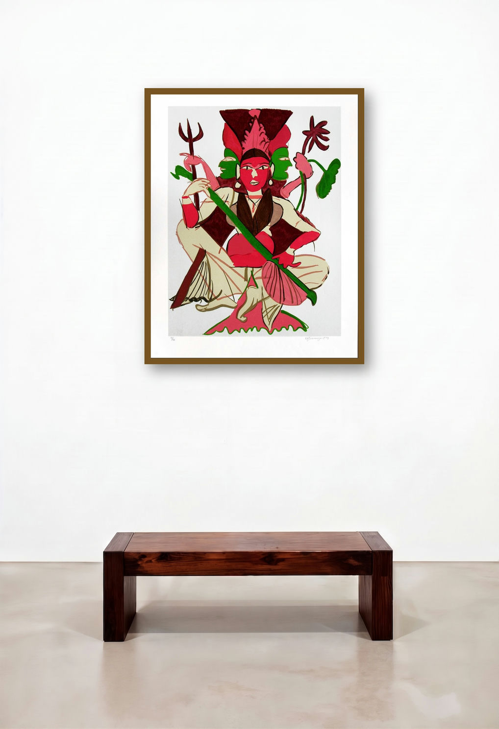 Untitled 10 (The Formidable Goddess) by artist K G Subramanyan displayed in a Classic Library