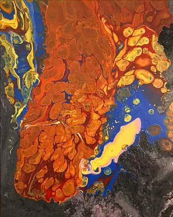 Abstract acrylic painting titled 'Untitled 10', 30x24 inches, by artist Kartikey Sharma on Canvas