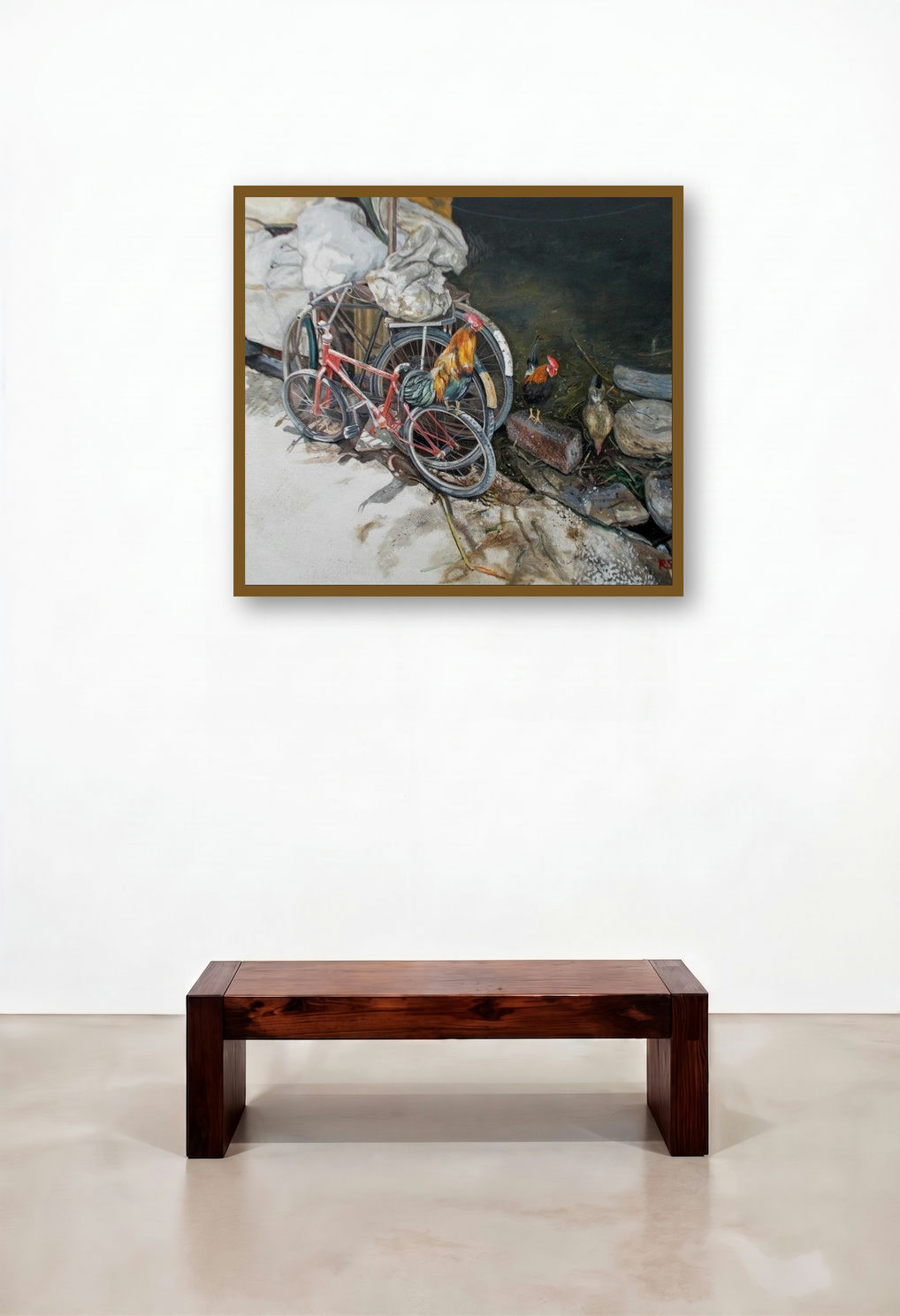 Untitled 10 (Backyard Harmony) by artist Rahul Shedbale displayed in a Urban Loft Hallway