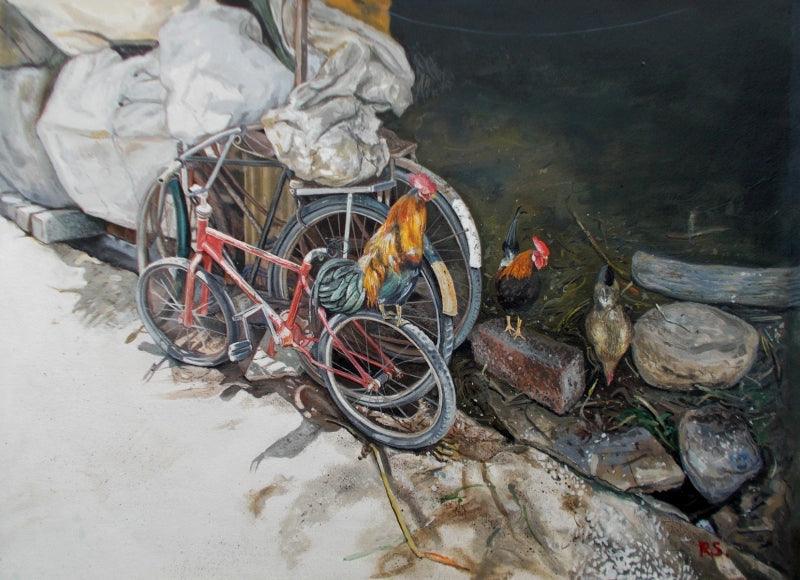 Cityscape acrylic painting titled 'Untitled 10', 19x26 inches, by artist Rahul Shedbale on Paper