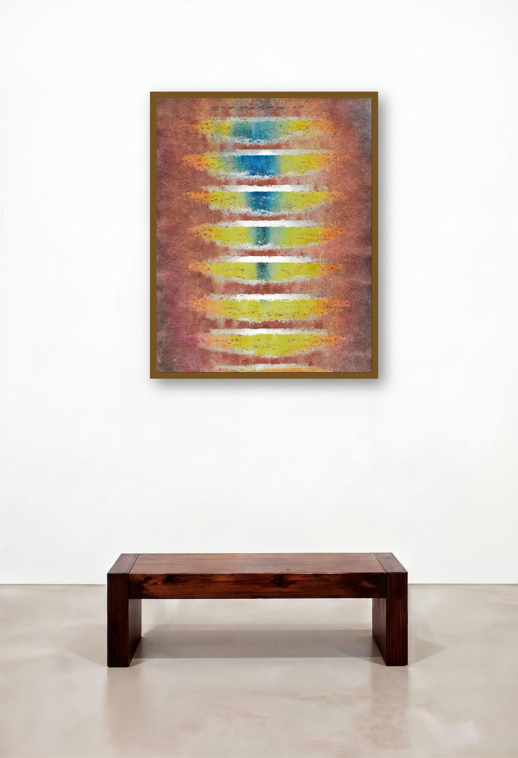 Untitled 10 (Chromatic Strata) by artist Rupesh Pawar displayed in a Japandi Study