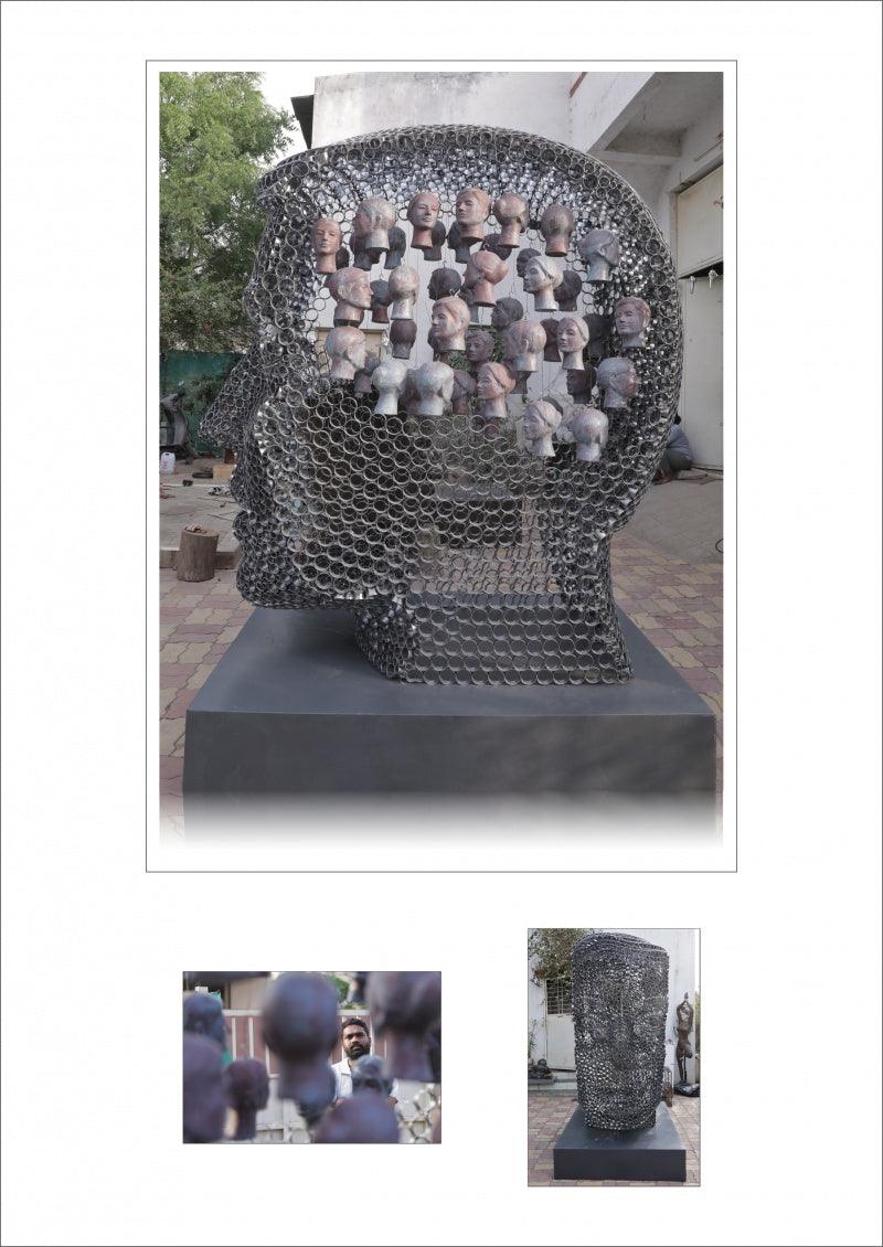 Figurative sculpture titled 'Untitled 10', 108x76x38 inches, by artist Prabhakar Singh on Iron, Frp