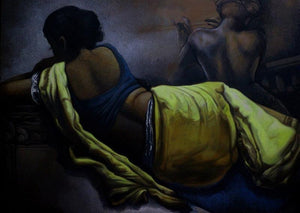 Figurative acrylic oil painting titled 'Untitled 10', 36x48 inches, by artist Arya Chowdhury on Canvas