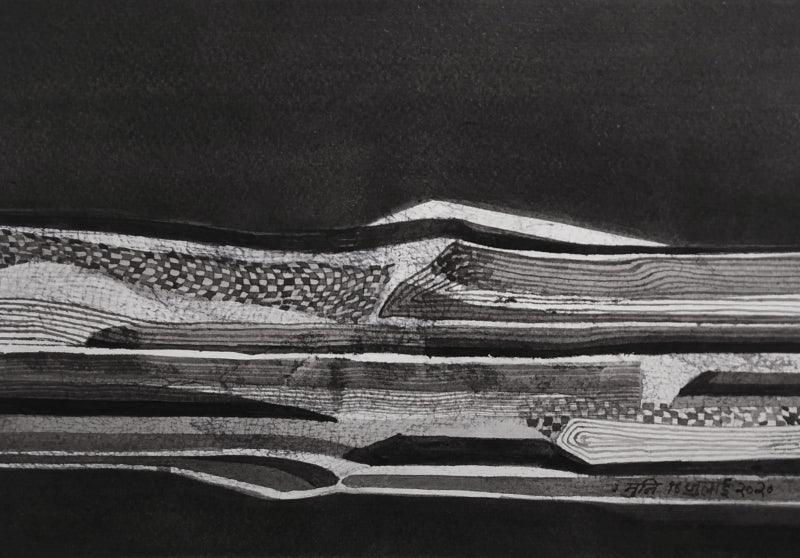 Abstract ink drawing titled 'Untitled 10', 6x8 inches, by artist Muni Sharma on Paper