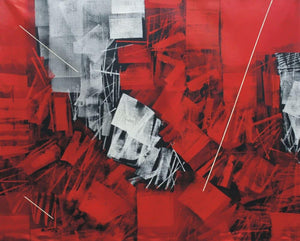 Abstract oil painting titled 'Untitled 10', 36x48 inches, by artist Sudhir Talmale on Canvas
