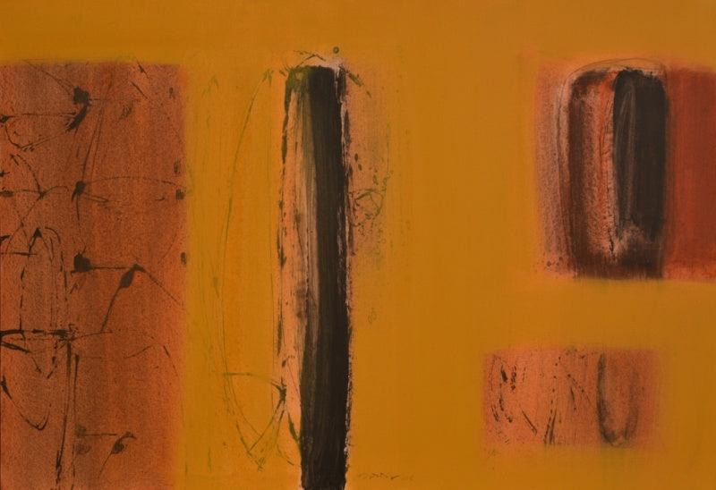 Abstract acrylic painting titled 'Untitled 10', 36x52 inches, by artist Yogesh Patil on Canvas