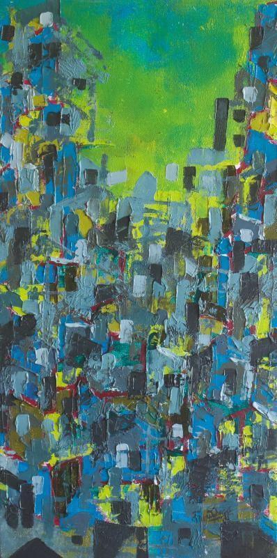 Abstract oil painting titled 'Untitled 10', 24x12 inches, by artist Karishma Wadhwa on Canvas