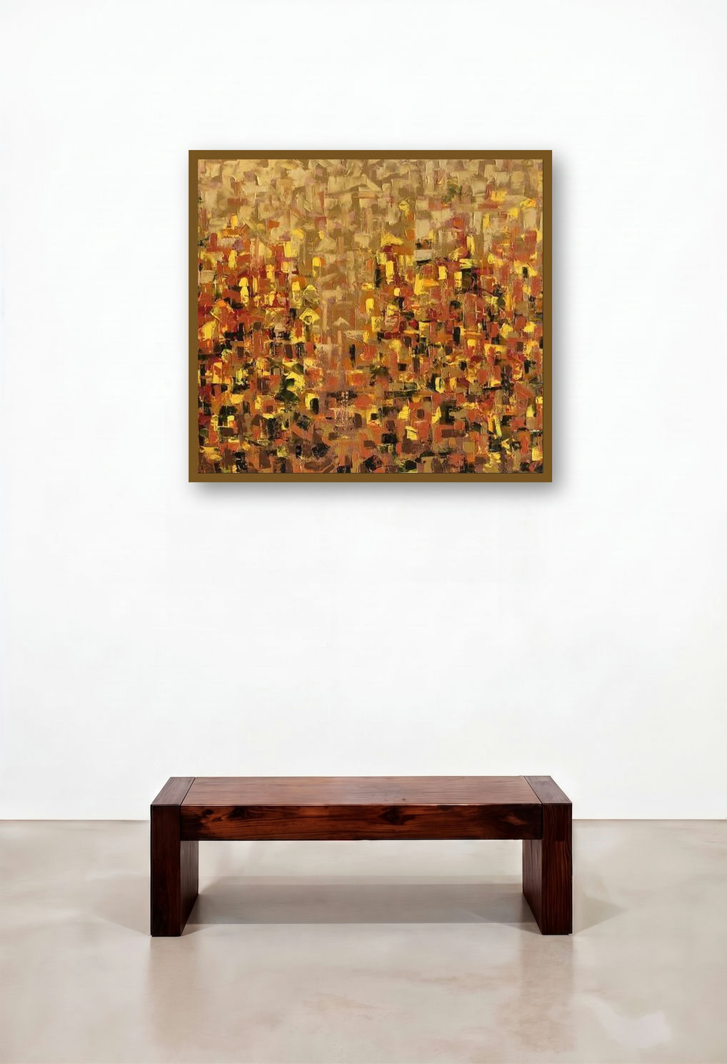 Untitled 10 (Golden City) by artist Karishma Wadhwa displayed in a Minimalist Executive Office
