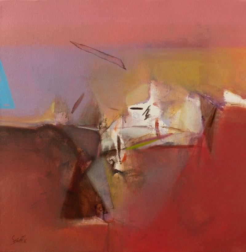 Abstract acrylic painting titled 'Untitled 102', 24x24 inches, by artist Shrikant Kadam on Canvas