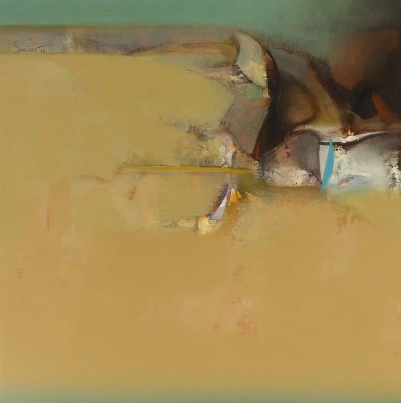 Abstract acrylic painting titled 'Untitled 103', 24x24 inches, by artist Shrikant Kadam on Canvas