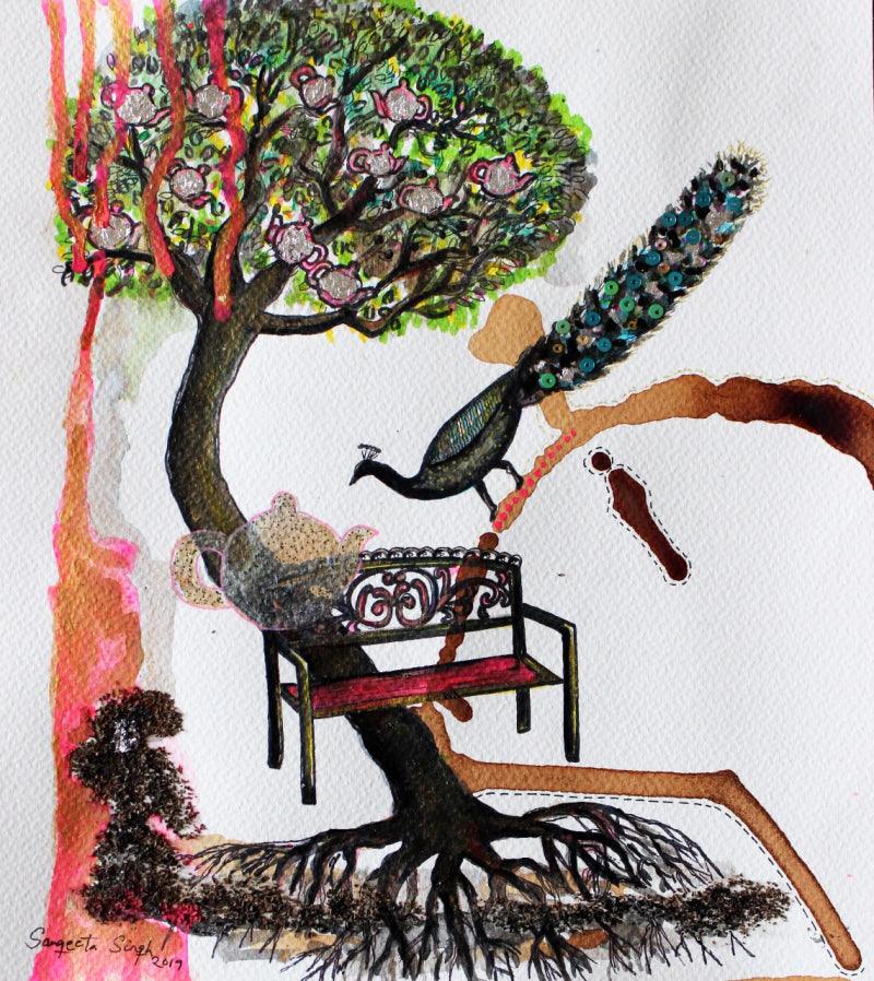 Nature acrylic painting titled 'Untitled 105', 11x10 inches, by artist Sangeeta Singh on Paper