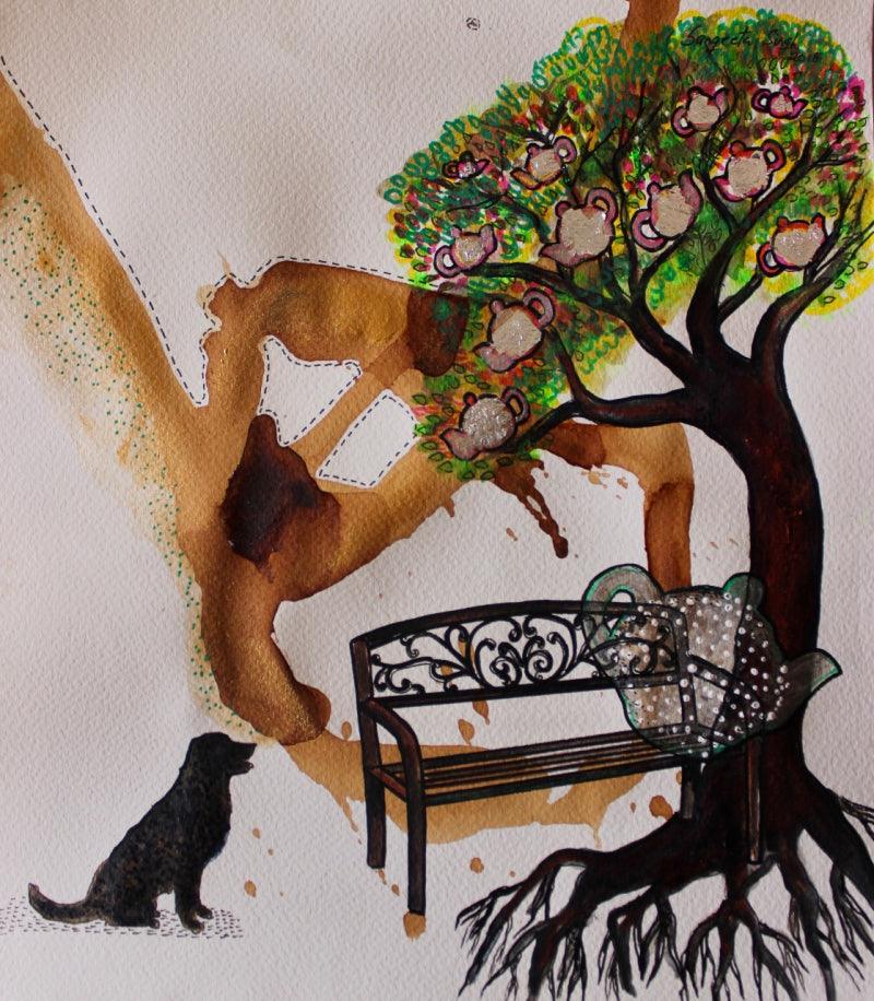 Nature acrylic painting titled 'Untitled 106', 11x10 inches, by artist Sangeeta Singh on Paper