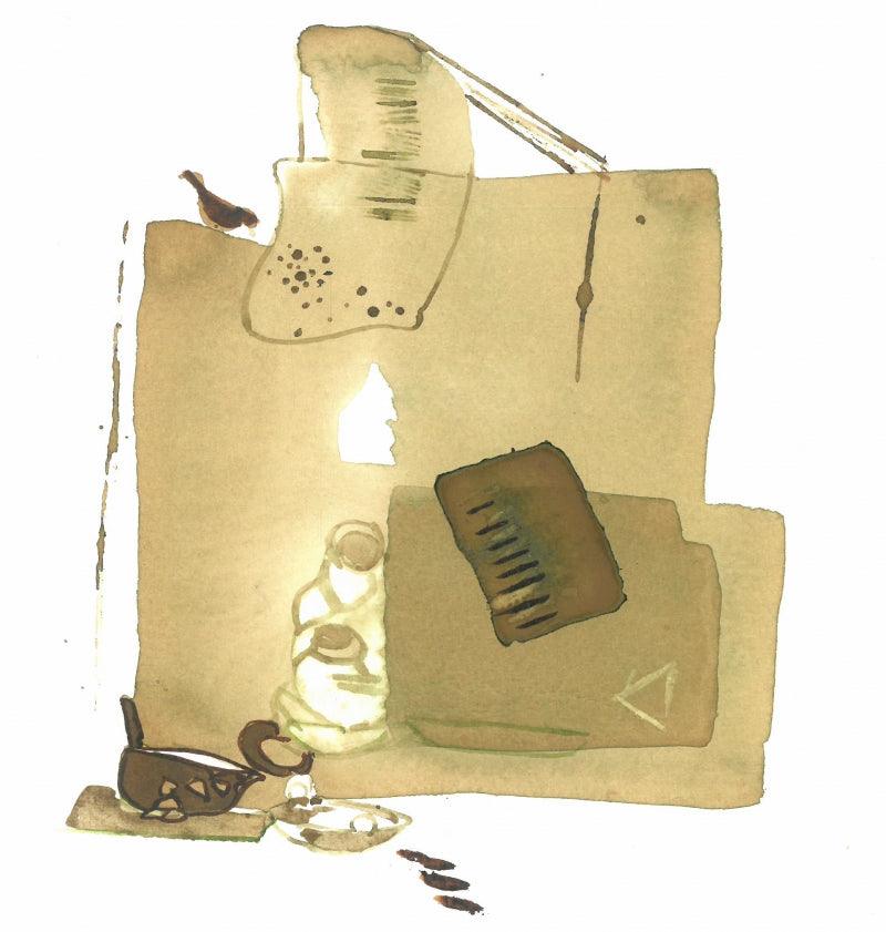 Abstract mixed media painting titled 'Untitled 106', 8x8 inches, by artist Veena Jain on Paper