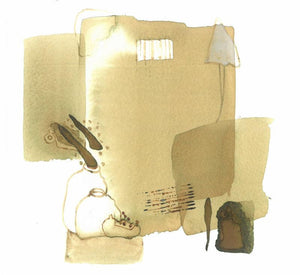 Untitled 107 (Suspended Moments) by Veena Jain, Original Mixed Media Abstract Painting on Paper, X-Small Square Wall Art