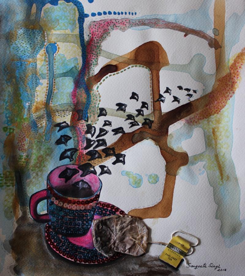 Nature acrylic painting titled 'Untitled 107', 11x10 inches, by artist Sangeeta Singh on Paper