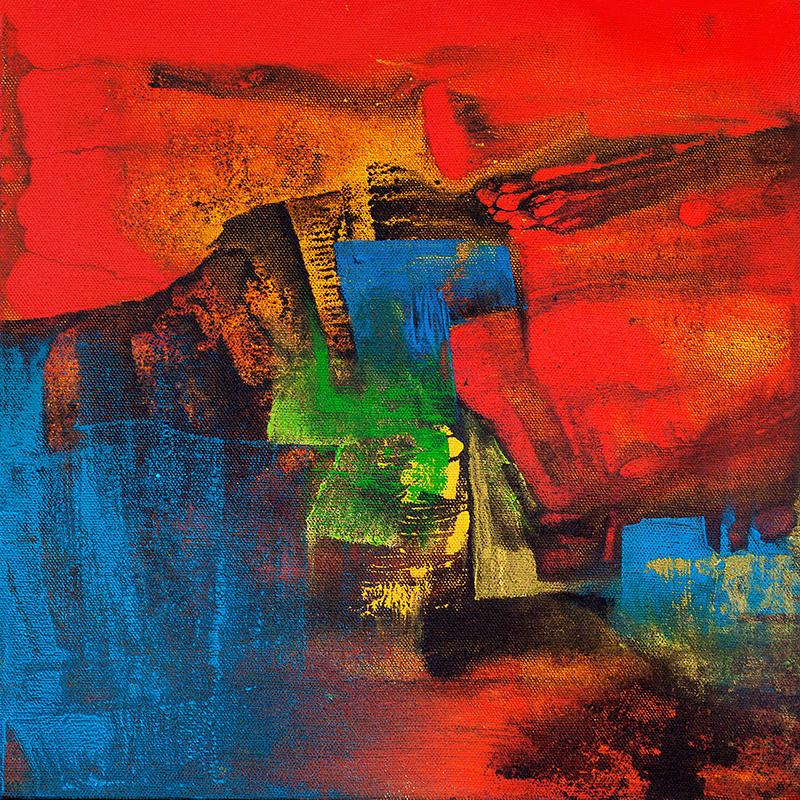 Abstract acrylic painting titled 'Untitled 107', 12x12 inches, by artist Siddhesh Rane on Canvas