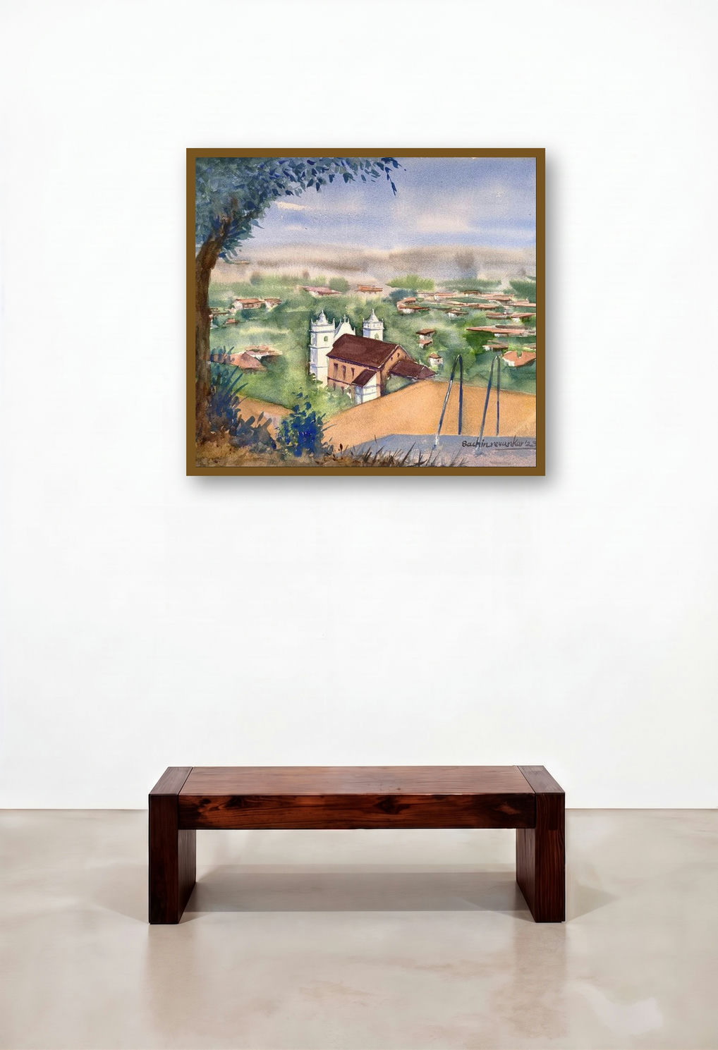 Untitled 11 (Serene Sanctuary) by artist Sachin Revankar displayed in a Scandinavian Home Office