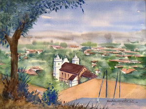 Landscape watercolor painting titled 'Untitled 11', 8x10 inches, by artist Sachin Revankar on Paper