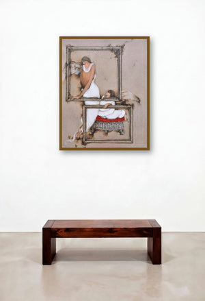 Untitled 11 (Guardians of Time) by artist Mintu Mallick displayed in a Art Deco Executive Office